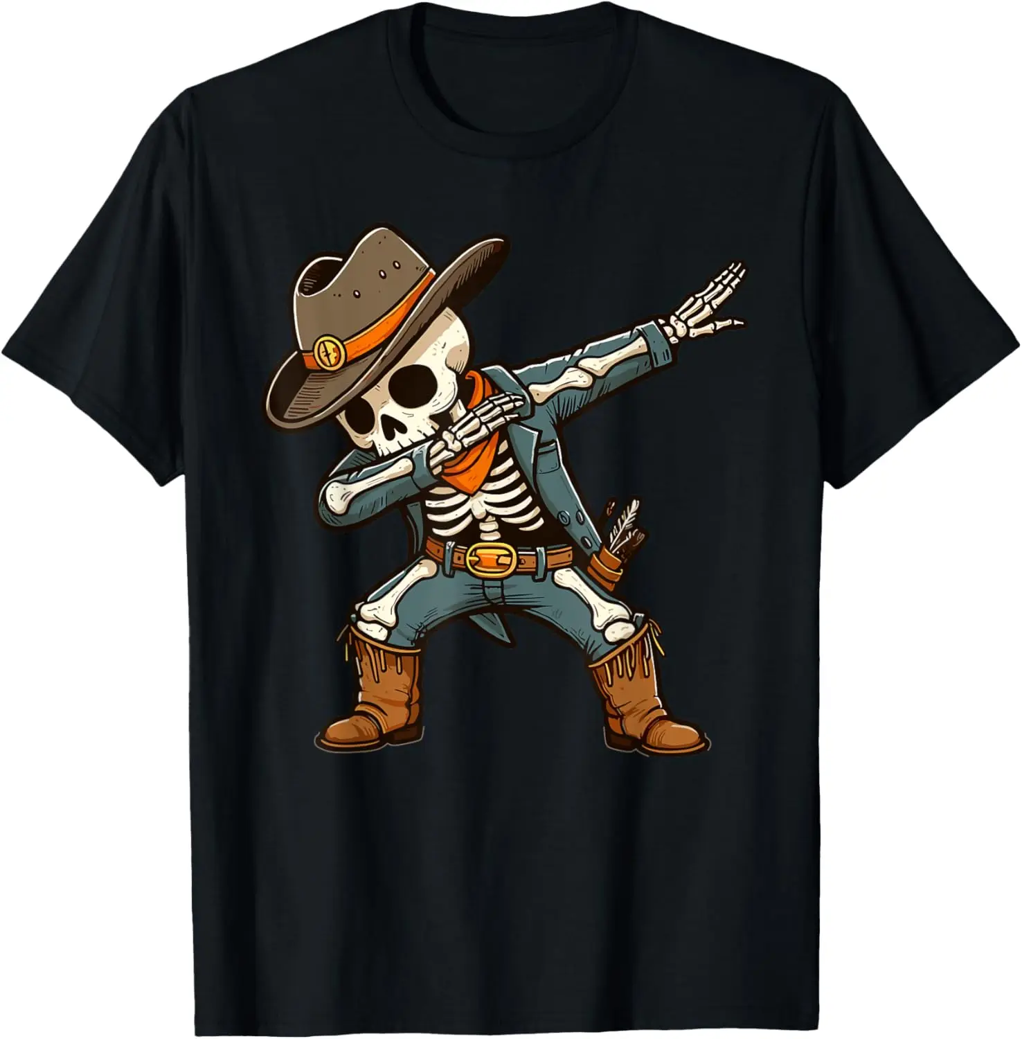 Dabbing Skeleton Cowboy Halloween Costume Kids Boys Men Dab T-Shirt