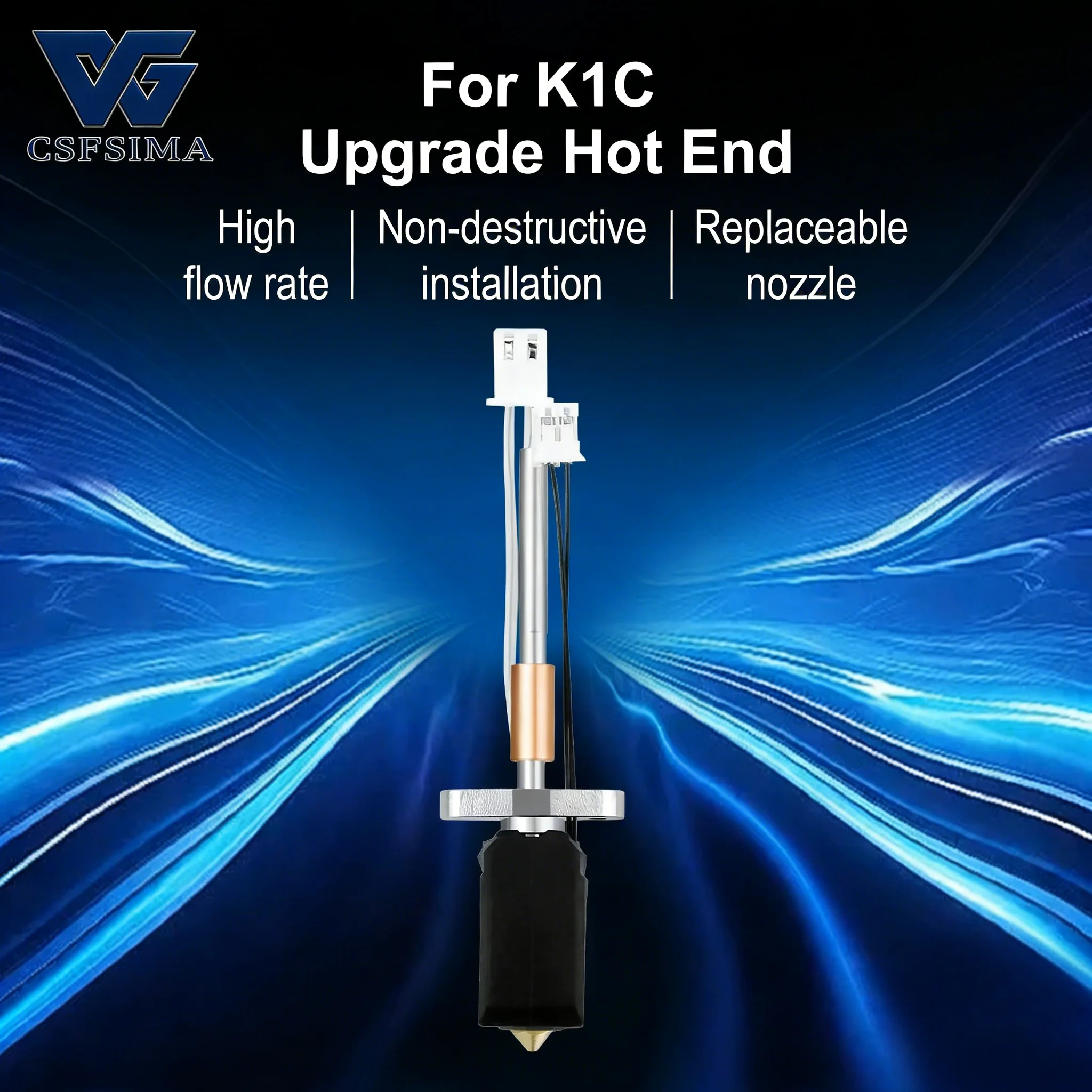 

3D Printer K1C Hot End Upgrade Kit Universal Bamboo Accessory with Integrated Heating Block Rigid Removable Nozzle