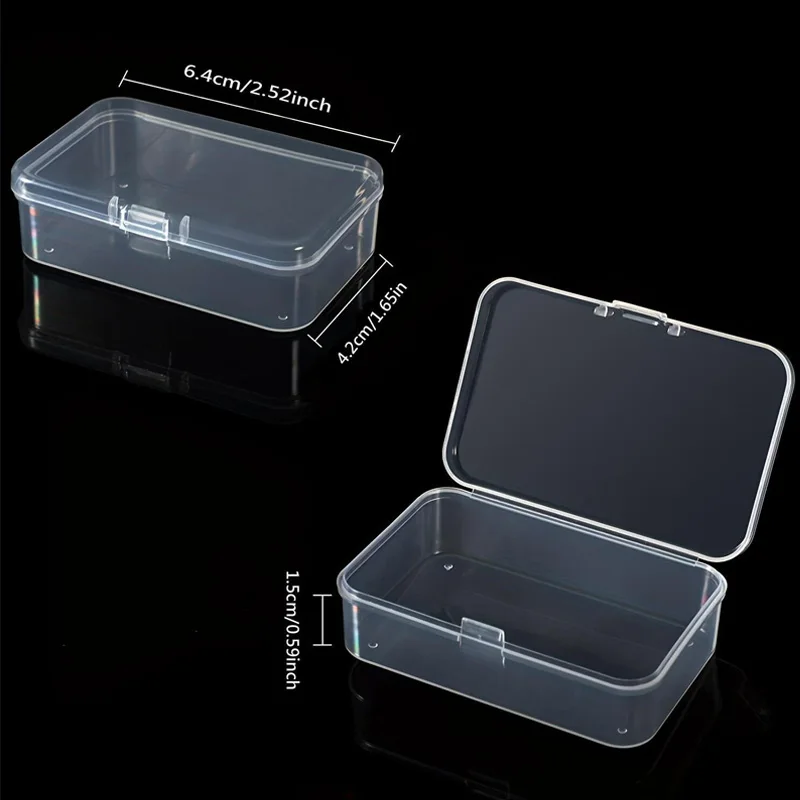 4/6pcs Plastic Transparent  Storage Container Box For Collecting Small Items, Beads, Jewelry, Cards, Stickers And Other Craft