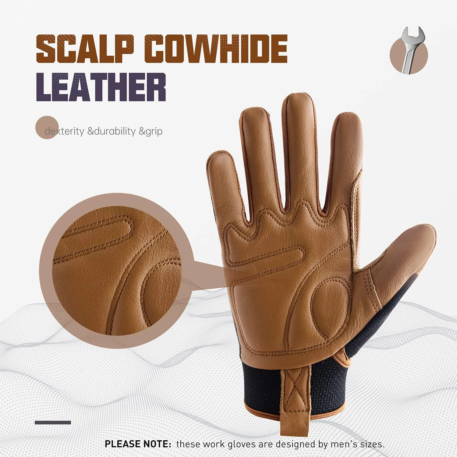 HANDLANDY Breathable Soft Full grain cowhide gloves Anti-slip Touch Screen mechanic working safety leather gloves