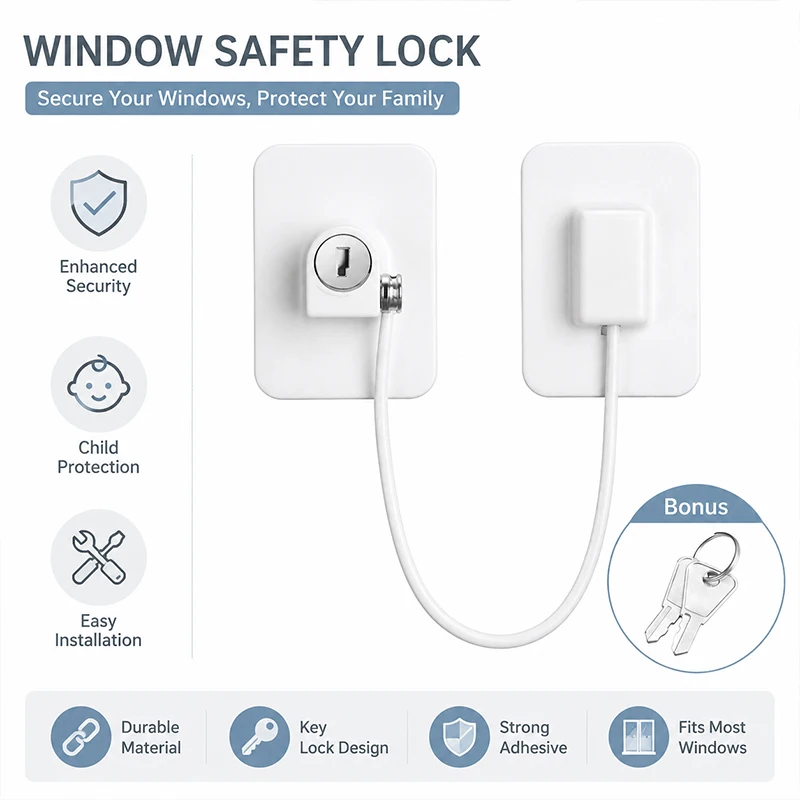 

1pcs Window Lock Latch Child Safety Security Stopper Anti-theft Restrictor for Sliding & Casement Doors Windows