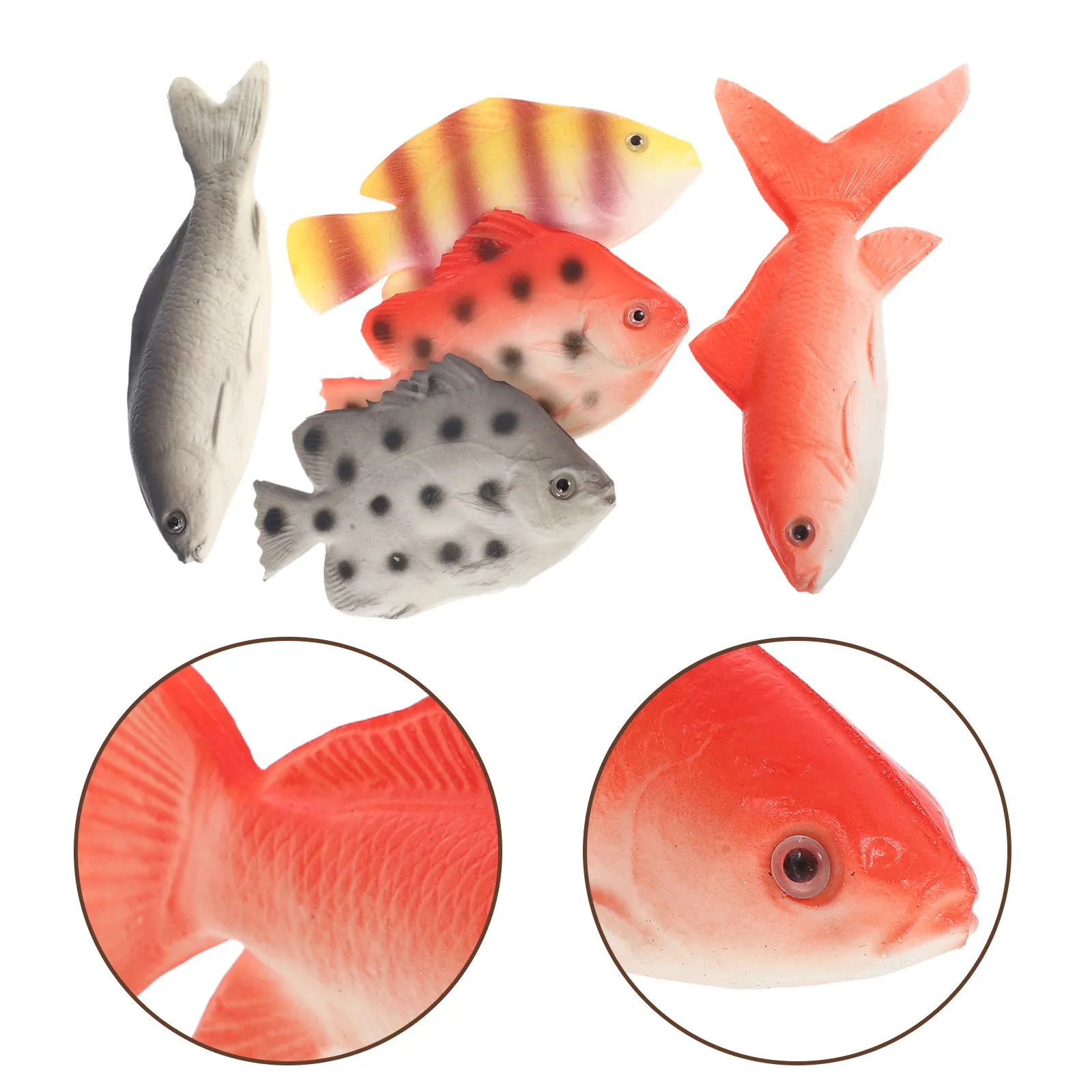 5Pcs PU Simulation Fish Realistic Artificial Ocean Creatures Marine Biology Educational Decorative Display Photography Props