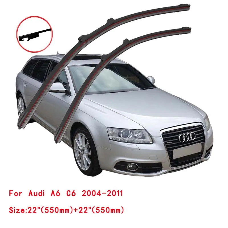 Dla Audi A6 S6 RS6 C6 Sedan nieruchomości 2004 2005 2006 2007 2008 2009 2010 2011 akcesoria samochodowe podwójna gumowa pióra wycieraczek — zdjęcie 2