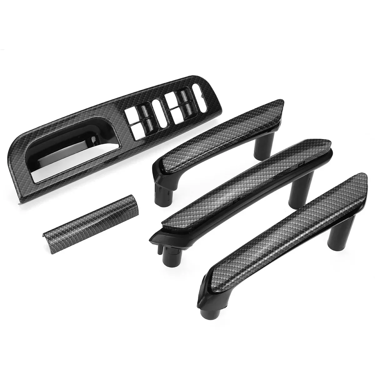 

5Pcs Carbon Fiber Look Car Door Pull Grab Handle Windows Switch Panel Bezel Cover Trim For VW For Passat B5 1998-2005 3B1867171E