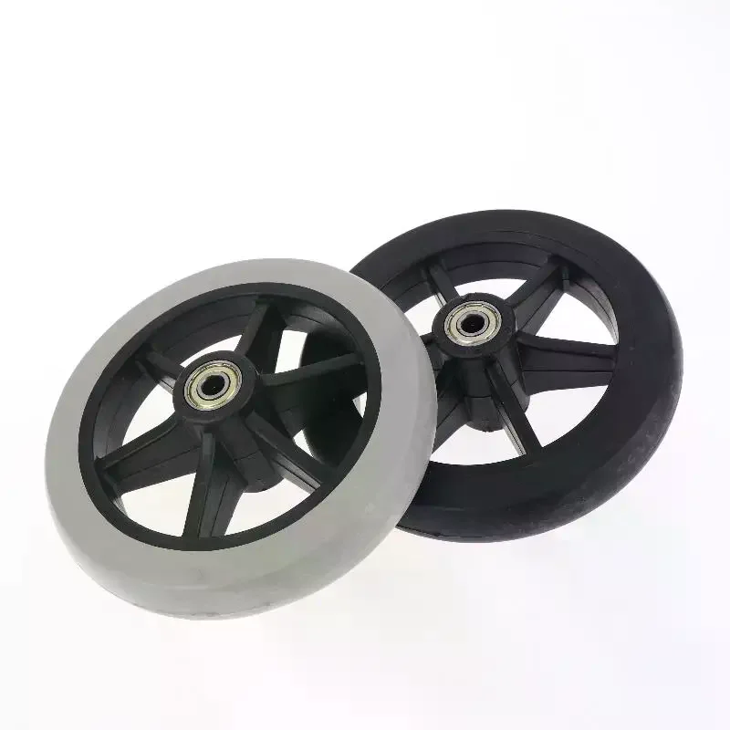 Wheelchair Front Wheels Manual Wheelchair 6 Inch Front Wheel Replacement Puncture-Resistant Tire for Outdoor Activities