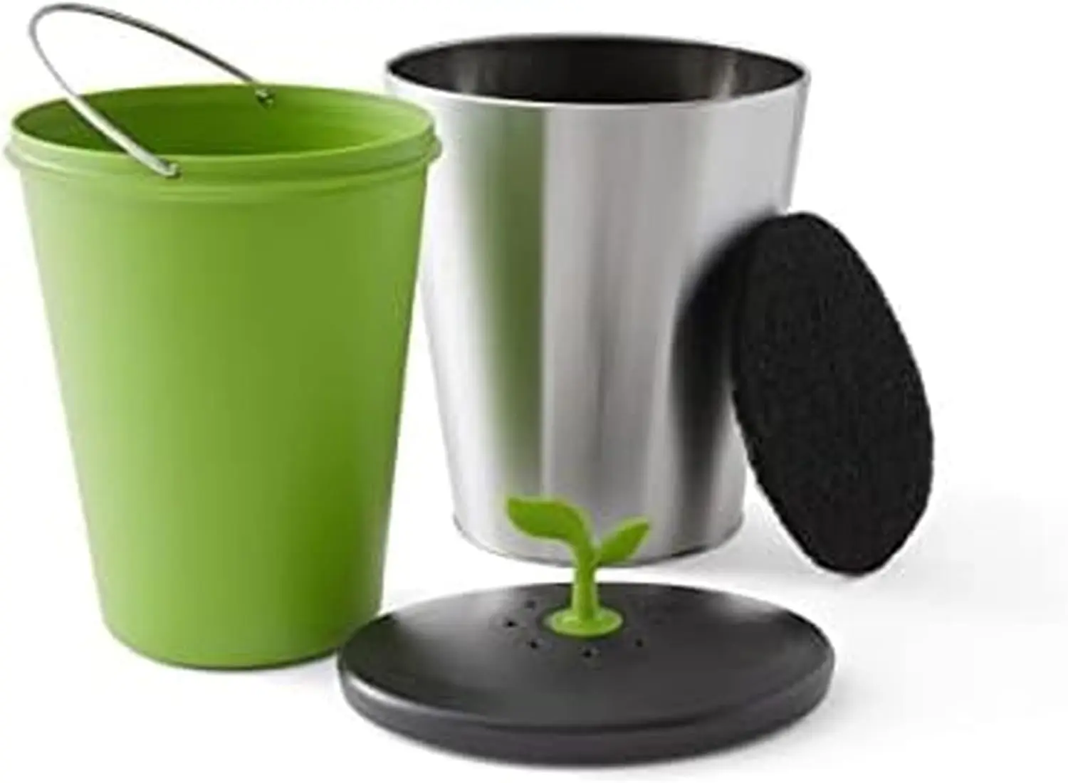 

3.3L Stainless Steel Countertop Compost Bin with Odor Filter, Easy Clean Design for Kitchen Waste