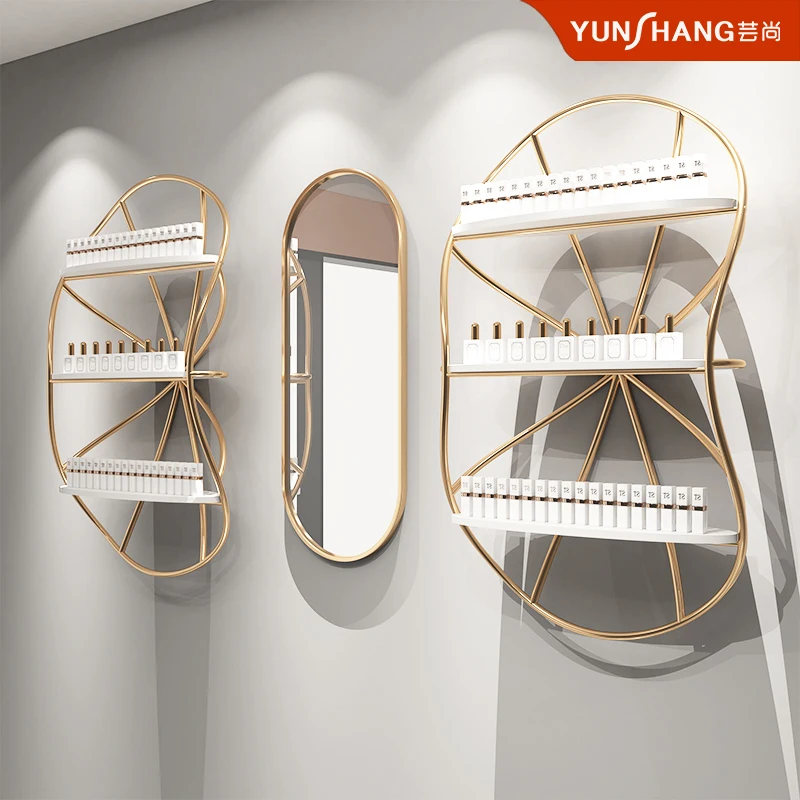 Light Luxury Nail Polish Display Rack Multilayer Wall Hanging Organizer Metal Armor Oil Adhesive Rack Salon Essential