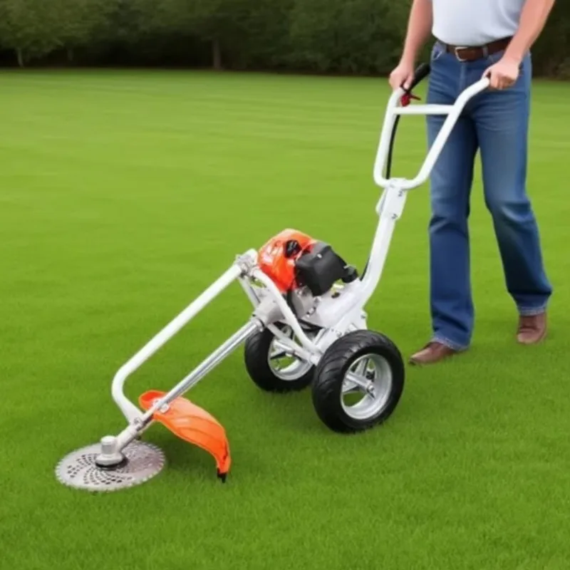 2 stroke small lawn mower 52cc high power trimmer double wheel hand push brush cutter