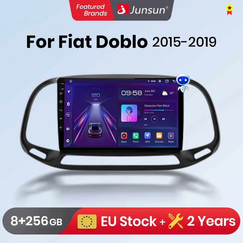 Junsun Wireless CarPlay Android Auto Car Radio for Fiat Doblo-2019 GPS Intelligent Systems tereo Multimedia Car Radio