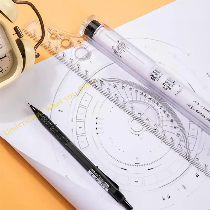 J60A Multi-purpose Parallel Ruler with Protractor Mathematics Ruler for Students