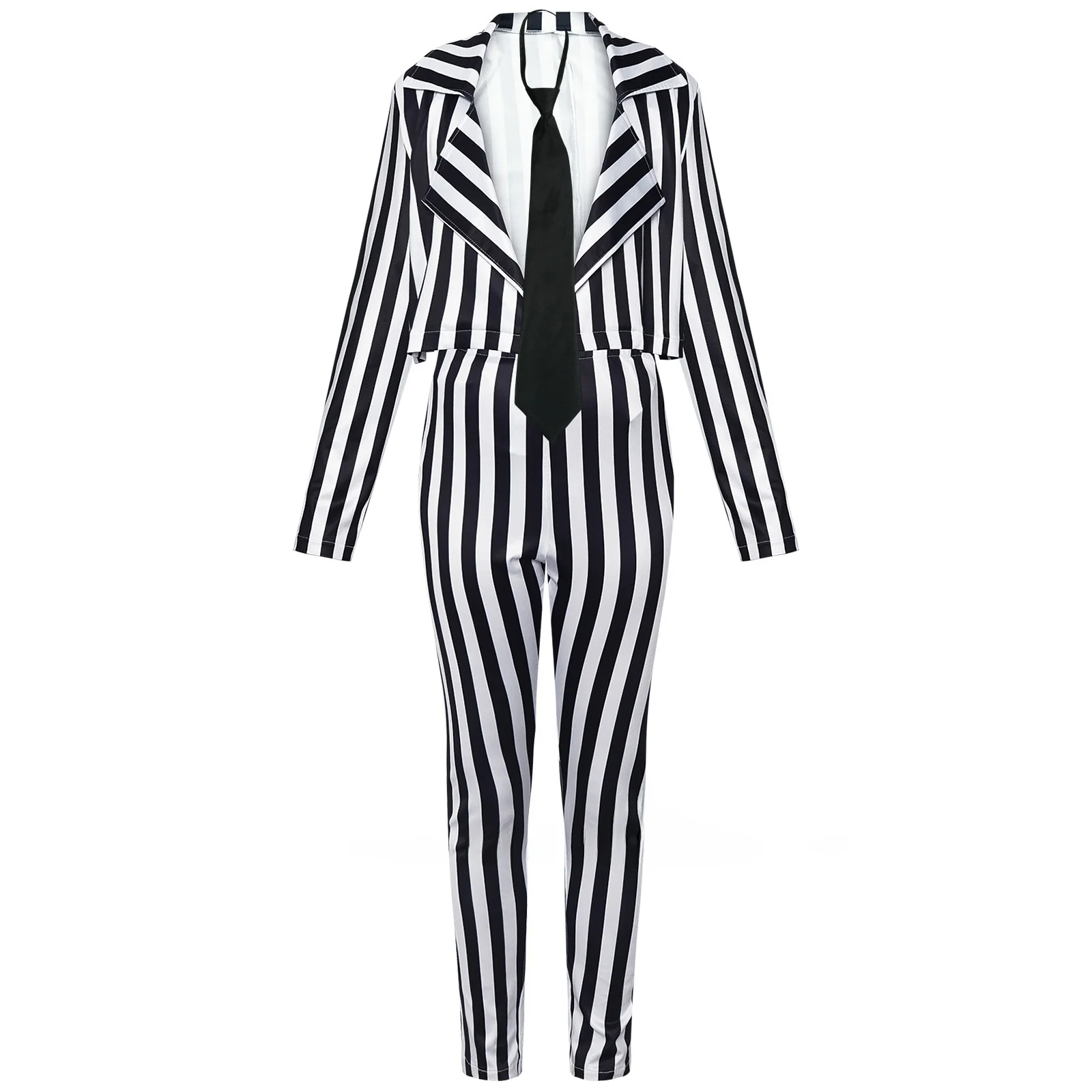 Abito da donna a strisce verticali cosplay loween nero bianco set di costumi per spettacoli teatrali tradizionali etnici cinesi