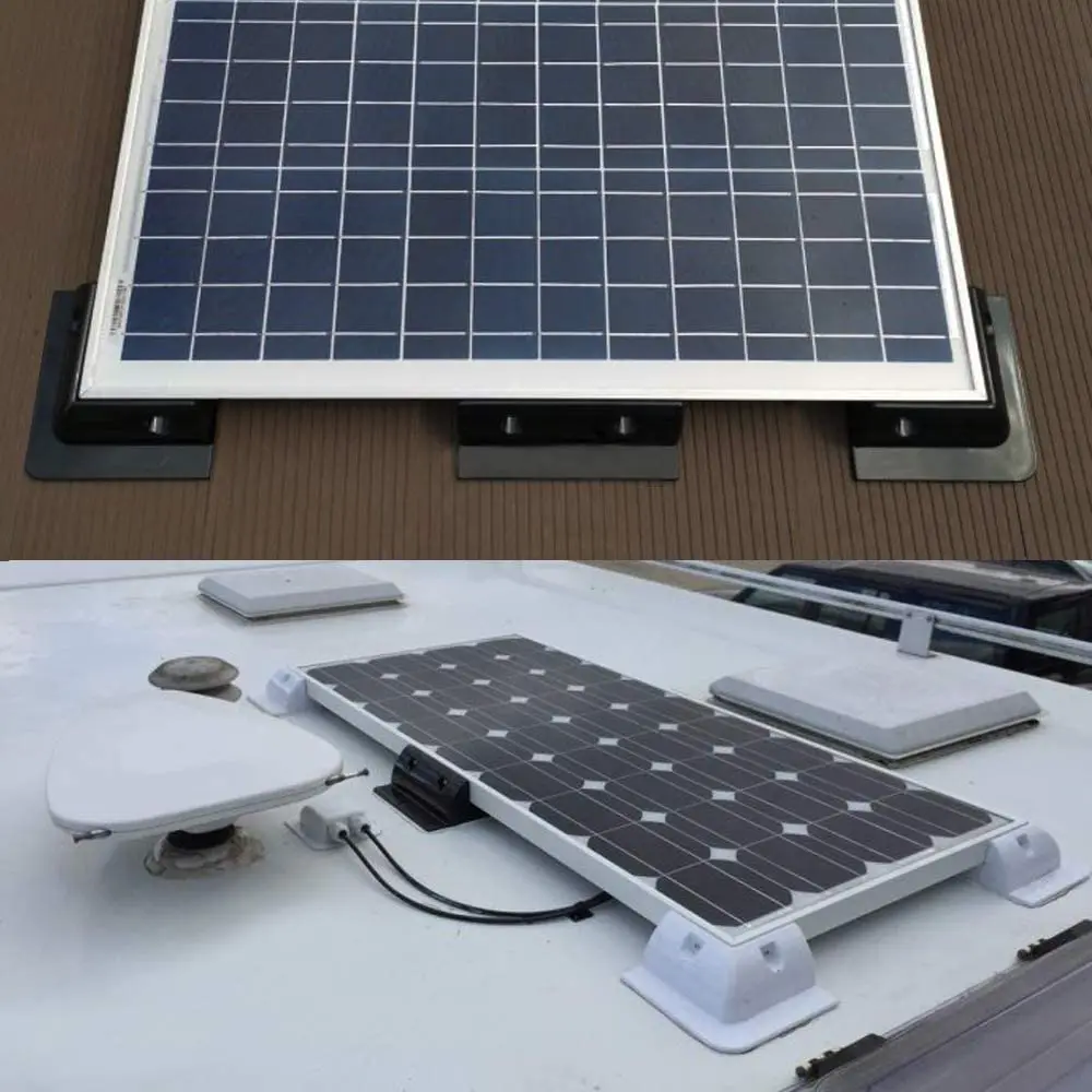 Customer Favorite 4Pcs RV Solar Panel Mounting Brackets Black Drill-Free Corner Bracket Support For RV Boat Caravans