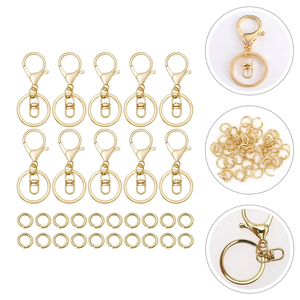 

1Set Keychain Pendants Lobster Clasp Durable Metal Key Holder Accessories DIY Round Rings Key Chain Making Supplies