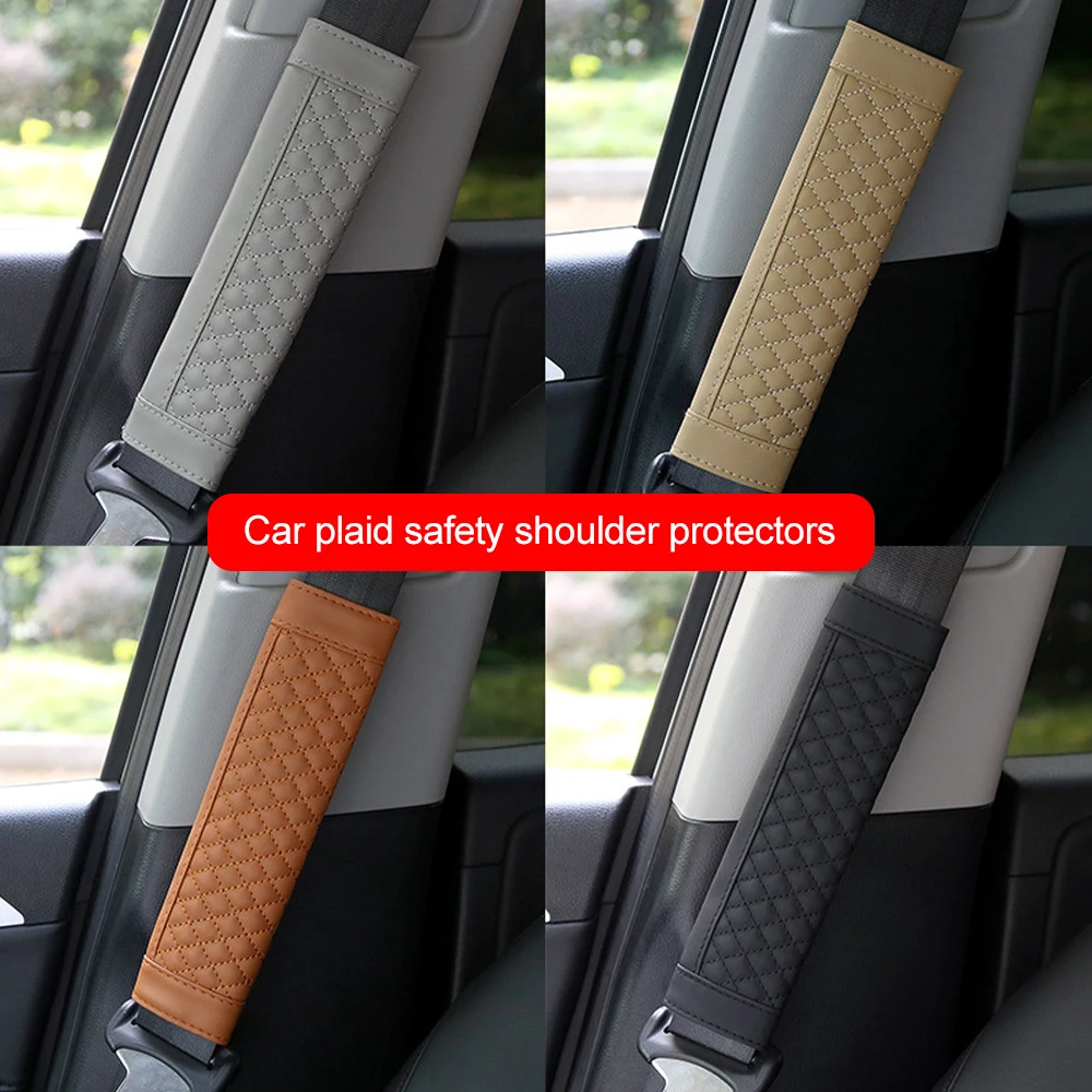 1PC PU Leather Car Seat Belt Shoulder Protector Cover Safety Belt Padding Pad Warm Plush Shoulder Cushion Protector Padding Pad