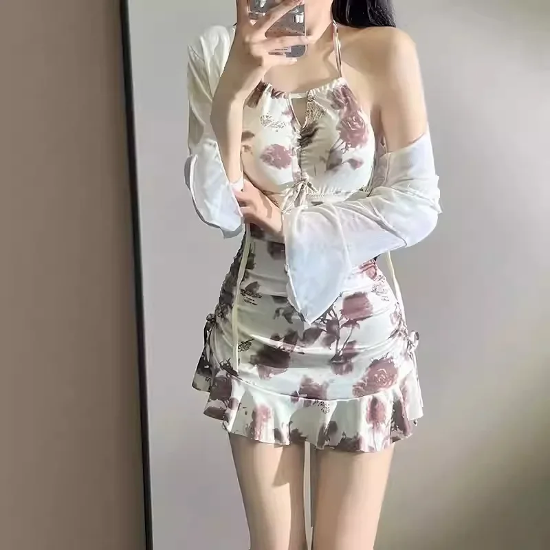 Nuevo estilo de falda conservadora de una pieza para mujer, hermosa sensación pura y de alta gama de traje de baño que cubre el vientre