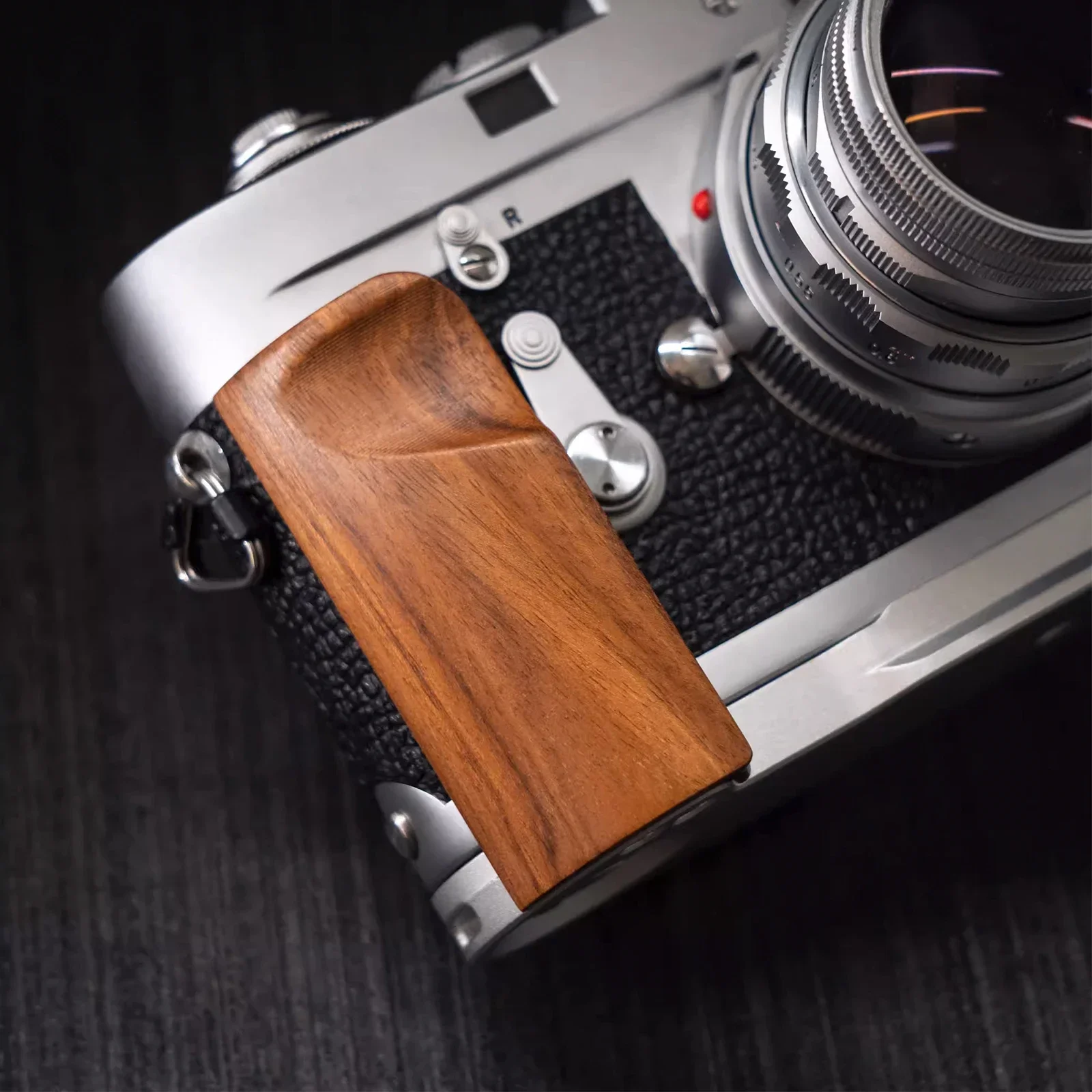 Impugnatura Ergonomica In Legno Per Leica Q2 - Piastra L In Alluminio Con Attacco Treppiede 1/4-20, Noce