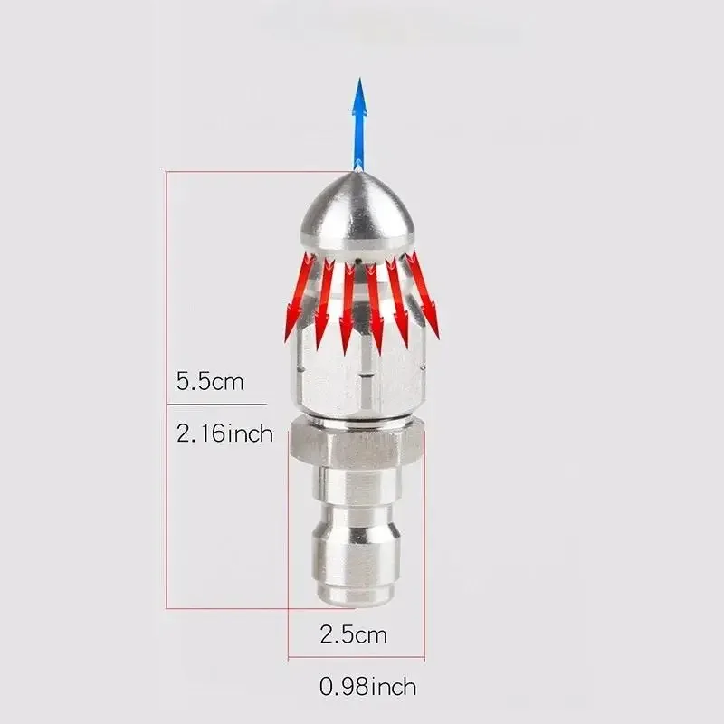 High‑Pressure Washer Sewer Cleaning Nozzle, G1/4" Quick‑Connect Sewage Hose Nozzle for Drain Washing Accessories view 2