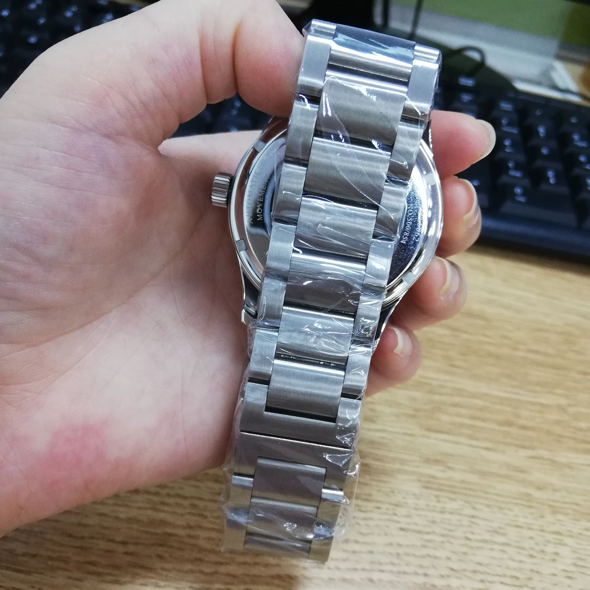 Parnis 43mm Automatic Mechanical Men Watch Moon Phase Power Reserve Miyota 9100 Movement Silver Stainless Steel Bracelet Watches