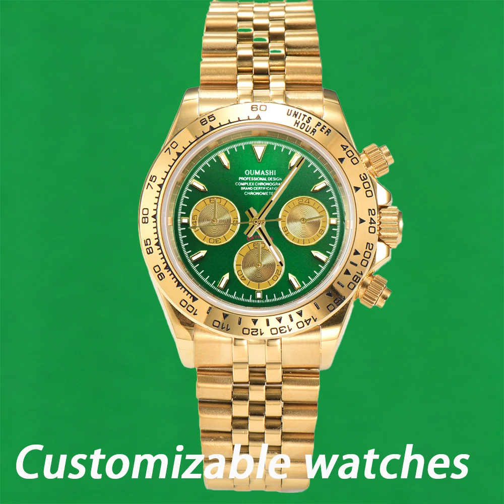 

Customized Luxury Watch 39.3mm Men's Chronograph New Watch Gold Watch Men's VK63 Men's Chronograph Watch VK63 Waterproof 10ATM
