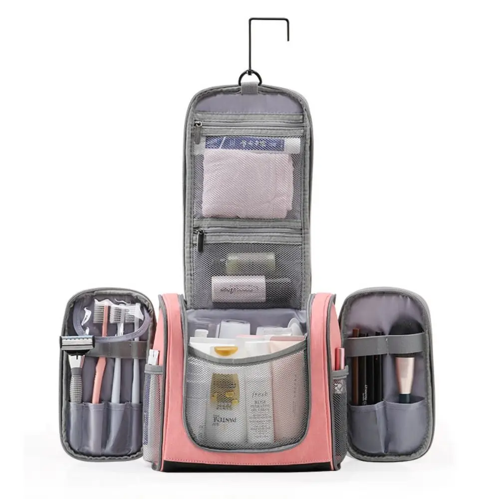 Waterproof Women's Makeup Bag with Hook Dustproof Hanging Travel Toiletry Bag Portable Foldable Cosmetics Storage Pouch