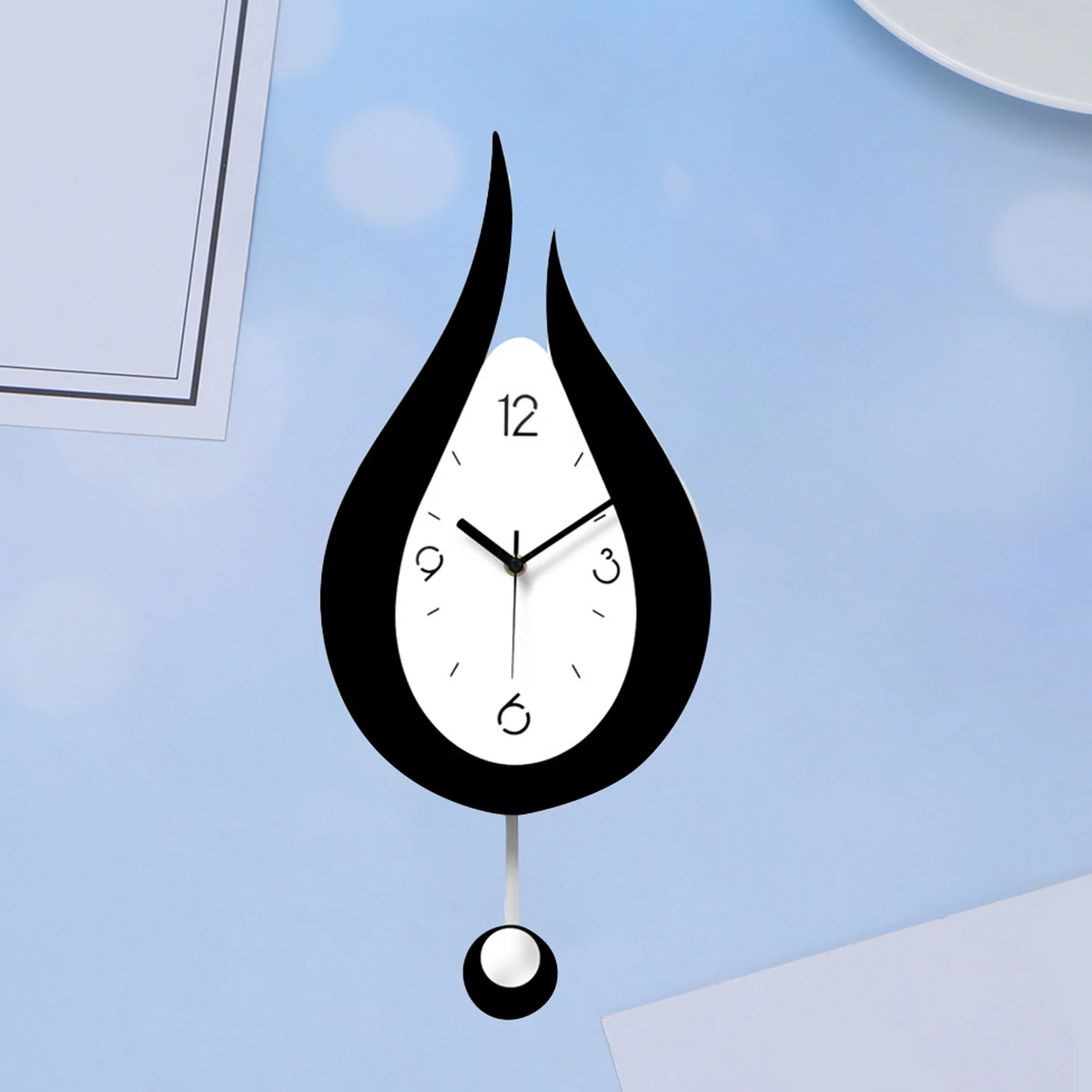 

Acrylic Creative Wall Clock Acrylic Wall Clock Swinging Pendulum Water Shape Lightweight Easy Clean Home Decor