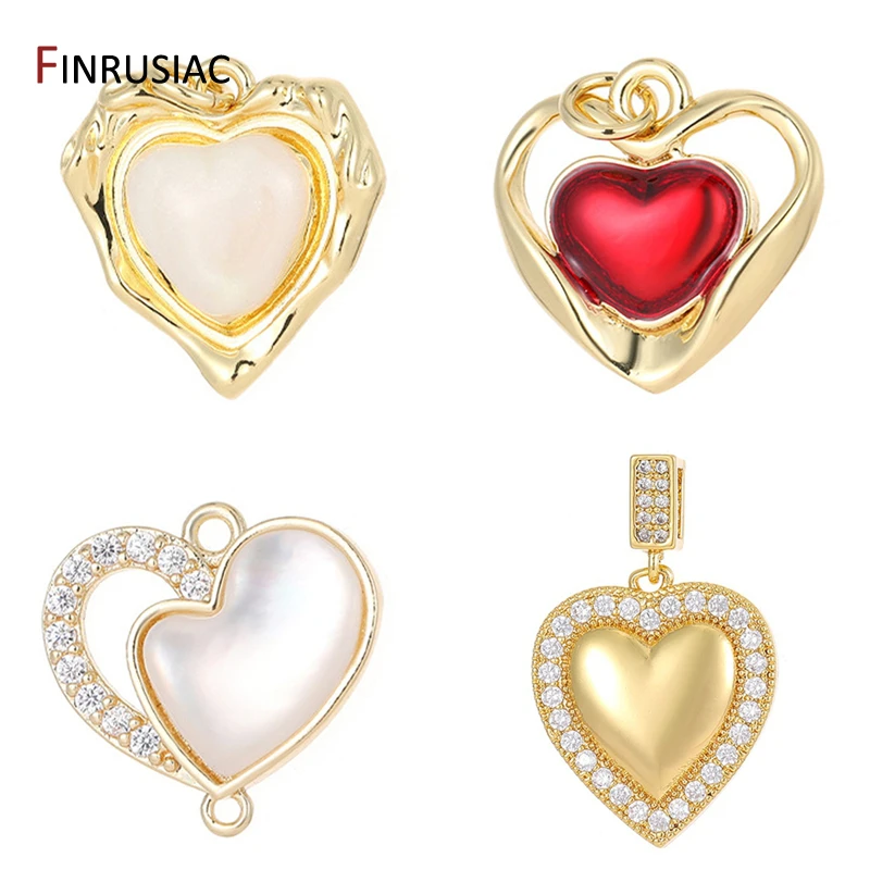 

14K Gold Plated Brass Cute Heart Charms For Jewelry Making Supplies,DIY Earrings Bracelet Necklace Making Accessories