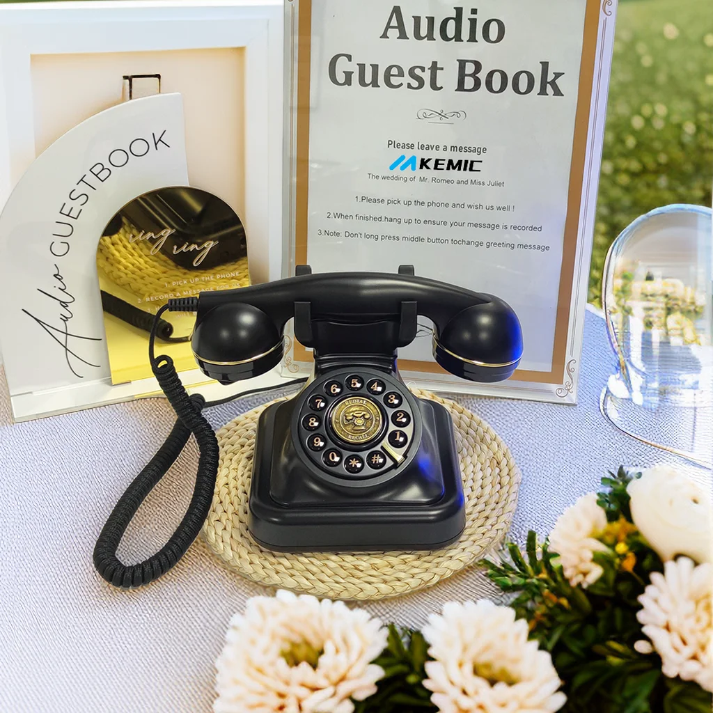 Imagem -06 - Gravação Casamento Telefone Vintage Retro Touch-tone Audio Guestbook Telefone Mensagem Gravação