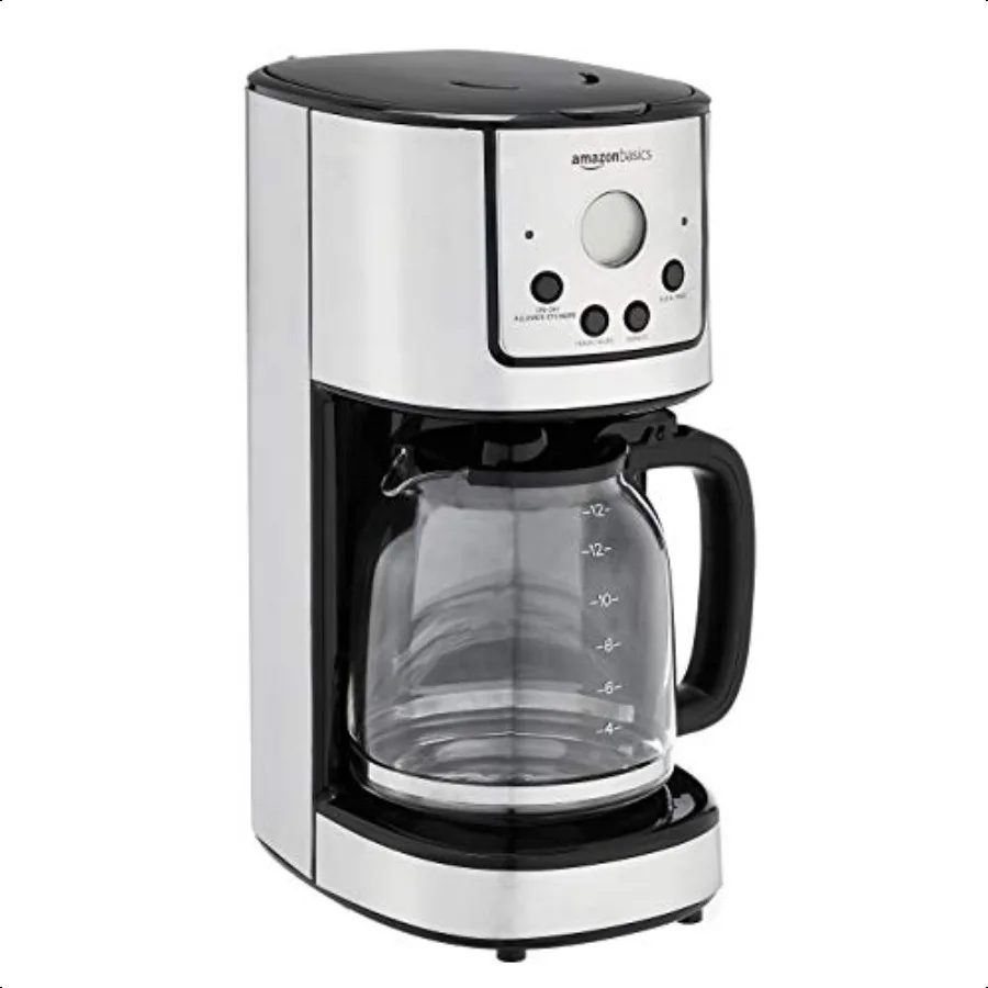 

Programmable Coffeemaker with Carafe and Reusable Filter Stainl Steel 12 Cups Black