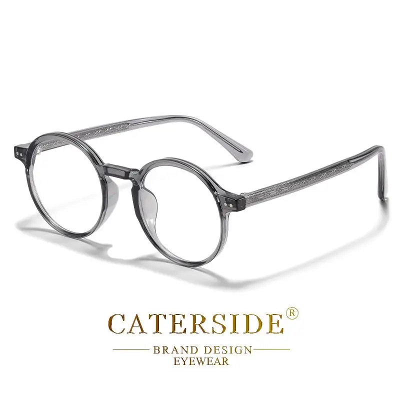 CATERSIDE Retro Männer Brille Runde Hohe Qualität TR90 Rahmen Rezept Brillen Rahmen Frauen Null-Power Objektiv Computer Gläser – Detail 14
