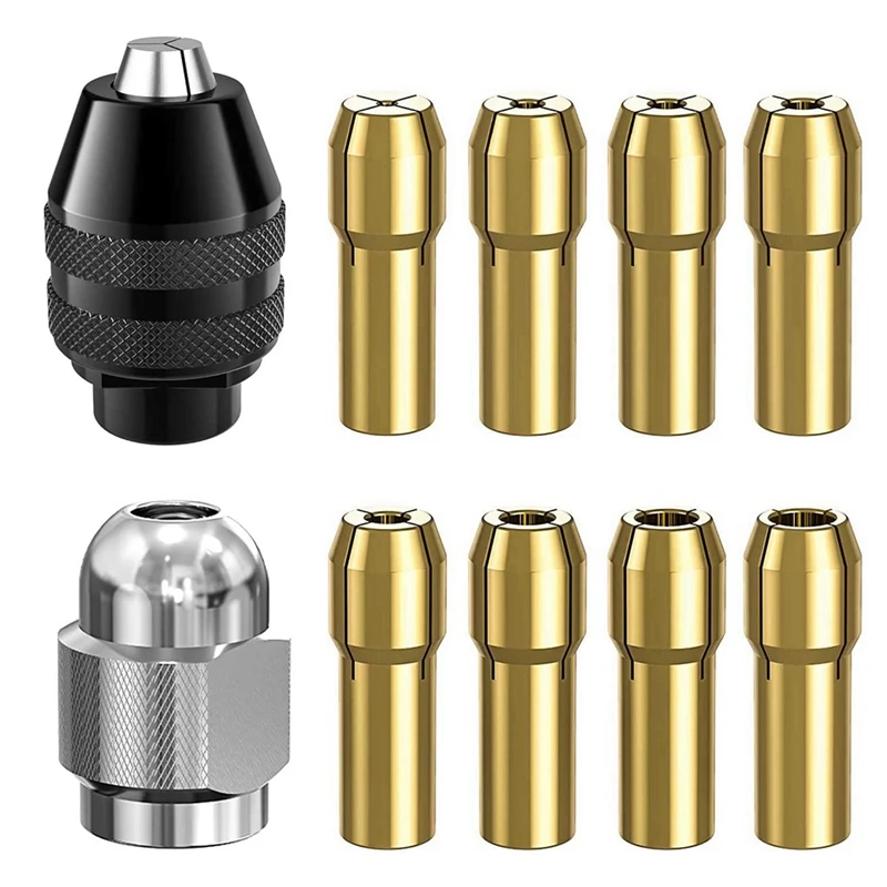 Set Collet Chuck Bor untuk Dremel,1/32 Inci Hingga 1/8 Inci Pengganti 4486 Bit Tanpa Kunci dengan Set Mur Bor Putar Pengganti