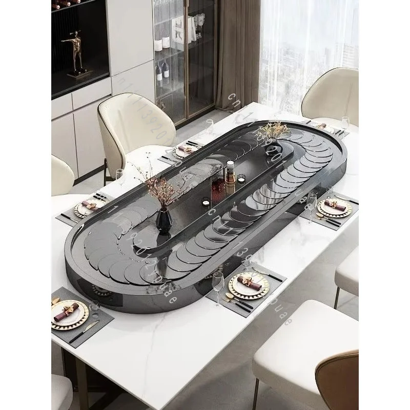 Automatic Rotary Display Turntable, Stainless Steel Conveyor Structure, Rectangular & Oval Shape for Dining Table
