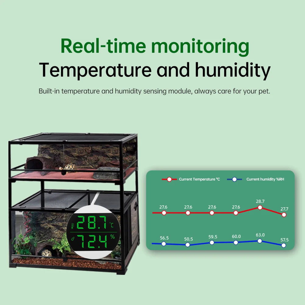 Aquarium Thermometer Hygrometer LCD Digital External Thermometer Fish Tank Temperature Humidity Meter with USB Cable