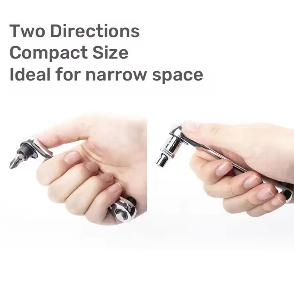 

Новый мини 1/4 ключ с трещоткой, двусторонние быстрые торцевые ключи, ремонт, шестигранный динамометрический трещоточный ключ, ручной ключ, отвертка, инструменты U4V8