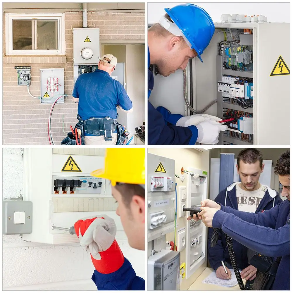 20 piezas pegatinas de advertencia eléctricas, señales de seguridad de alto voltaje triangulares amarillos de 10CM para el hogar, oficina, escuela, sitio de construcción, tráfico