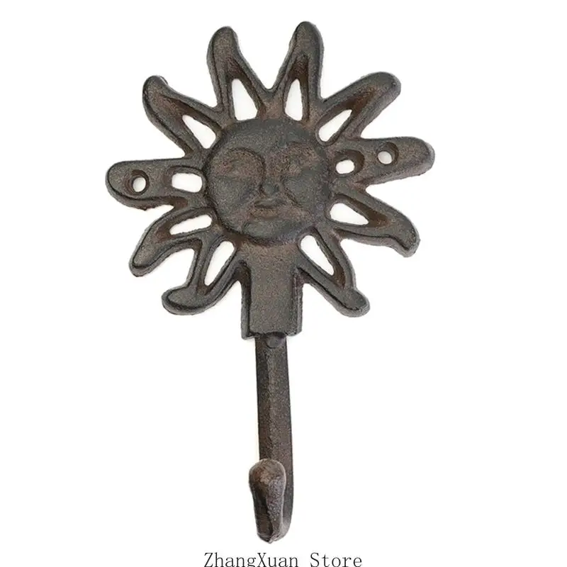Einzelhaken aus Gusseisen mit lustigen Stern- oder Sonnenmotiven zum Aufhängen von Gegenständen, 3 x – Detail 5