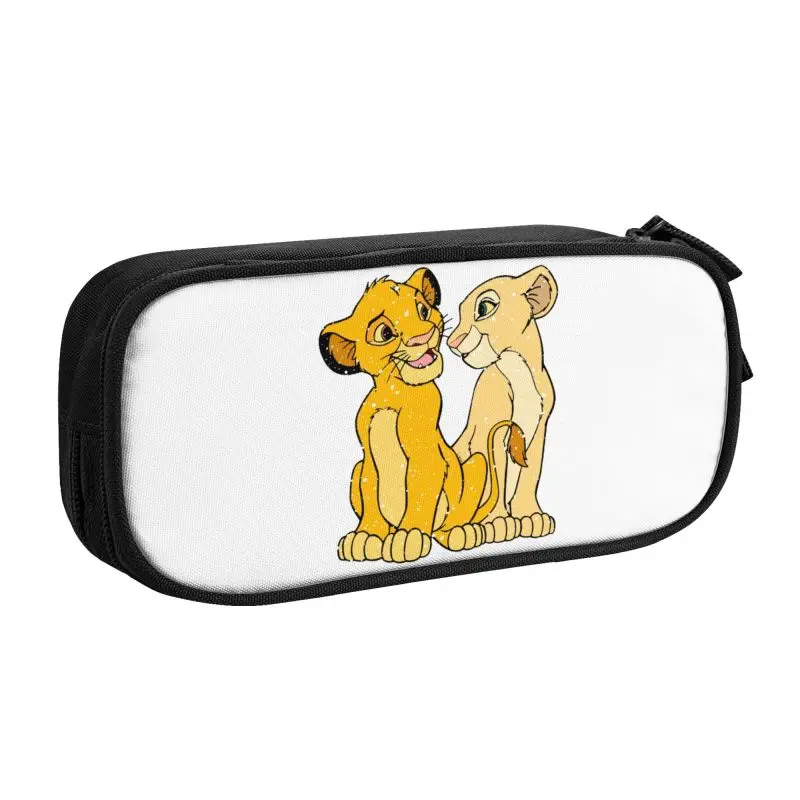 Imagem -02 - Estojos de Lápis para Estudantes Grande Bolsa de Armazenamento Papelaria Escolar Bebê Nala Simba o Rei Leão Hakuna Matata Personalizado Coreano