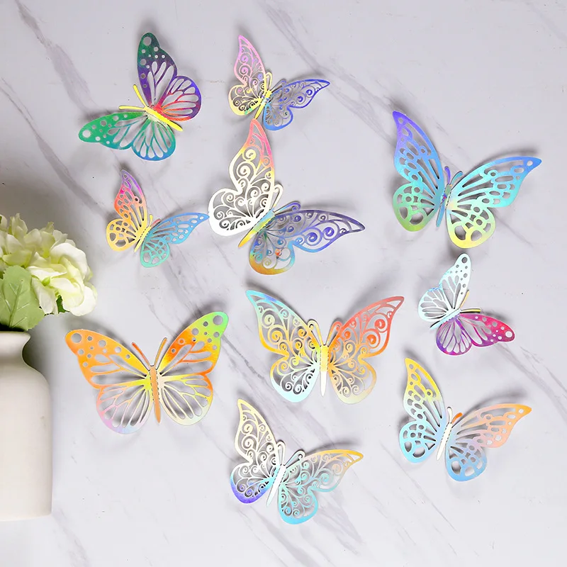 Colorful Artificial Butterfly Wall Stickers Modern Simple Scandinavian Paper Cut Out Butterfly Wall Stickers Bedroom Wall Dec...