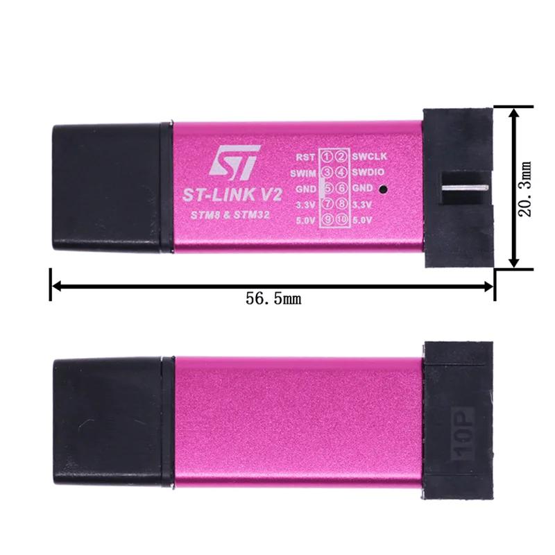 ST-Link V2 stlink mini STM8 STM32 ST LINK Simulator تنزيل برمجة المبرمج مع غطاء مكونات إلكترونية ملونة عشوائية