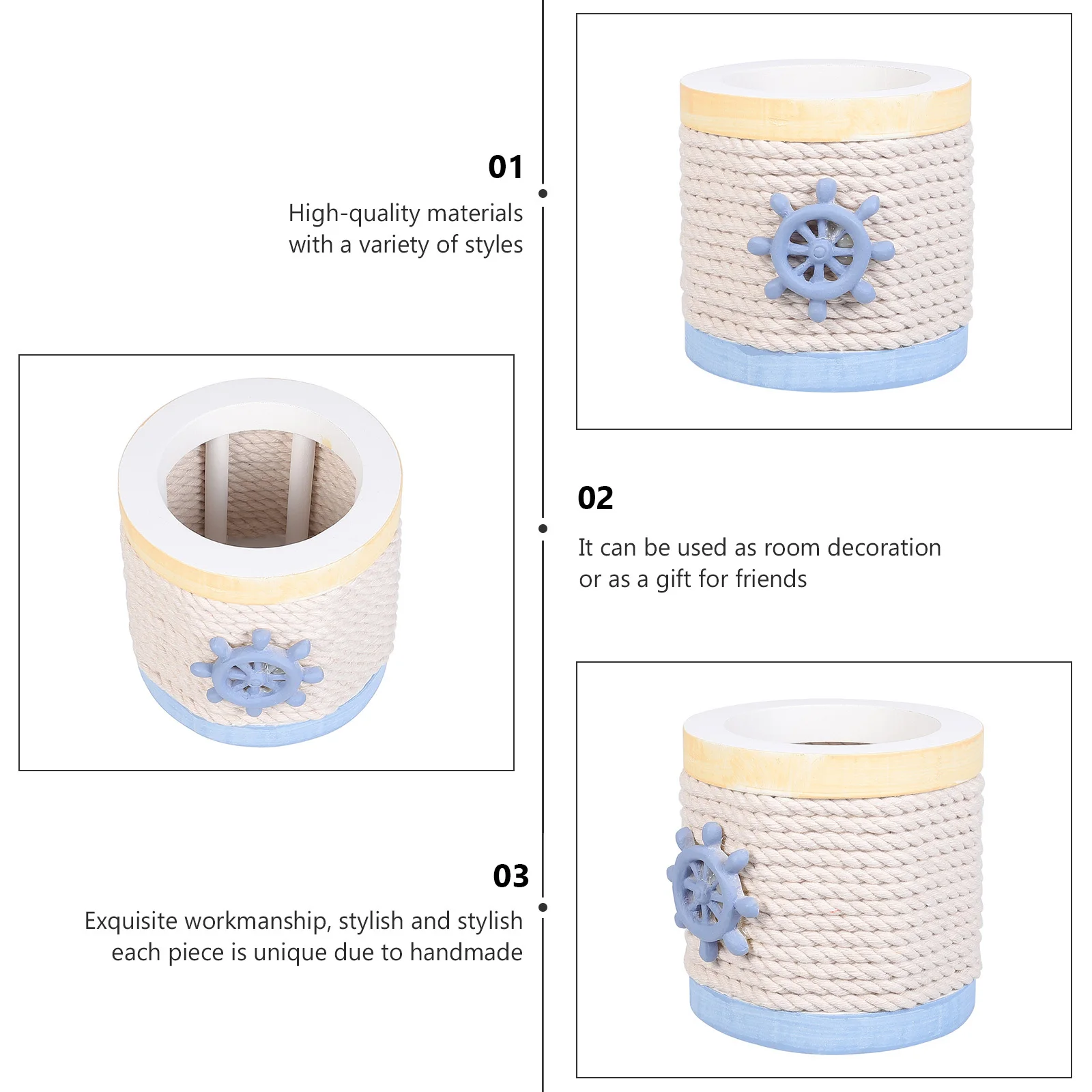 

1Pcs Wooden Pen Holder Classic Simple Design Pencil Stand Desktop Organizer Makeup Brush Container Office Supplies Storage