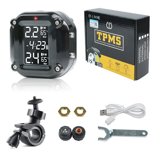 Sensores de presión de neumáticos de motocicleta Moto TMPS sistema de monitoreo de presión de neumáticos Sensor externo de neumáticos de 2 ruedas para motocicleta bicicleta
