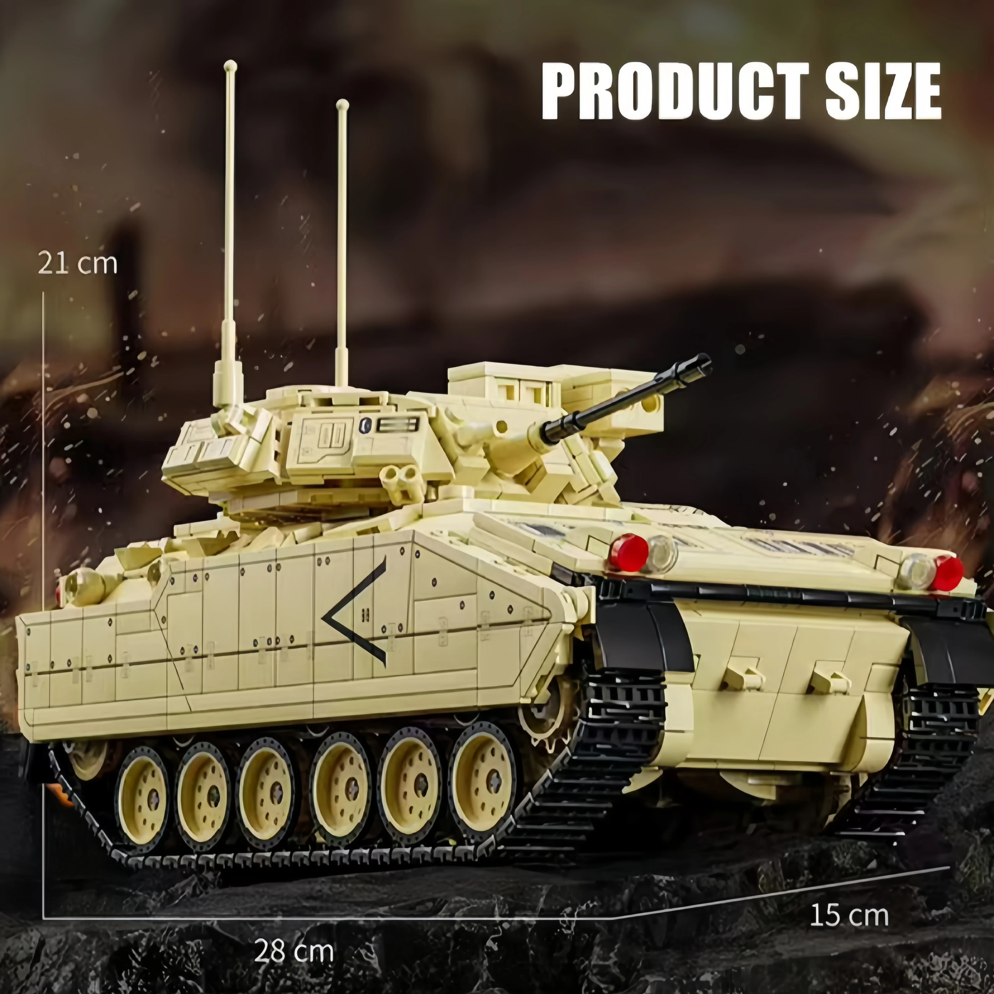 Militärisches M2 Bradley Kampffahrzeug Baukasten Schweres Kettenfahrzeug Panzerfahrzeug Bausteine Spielzeug Geschenk für Jungen – Detail 6