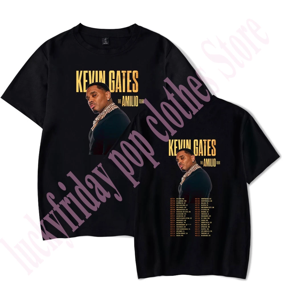 

Футболки Kevin Gates The Amilio Tour 2025, женская одежда, трендовый повседневный топ с короткими рукавами