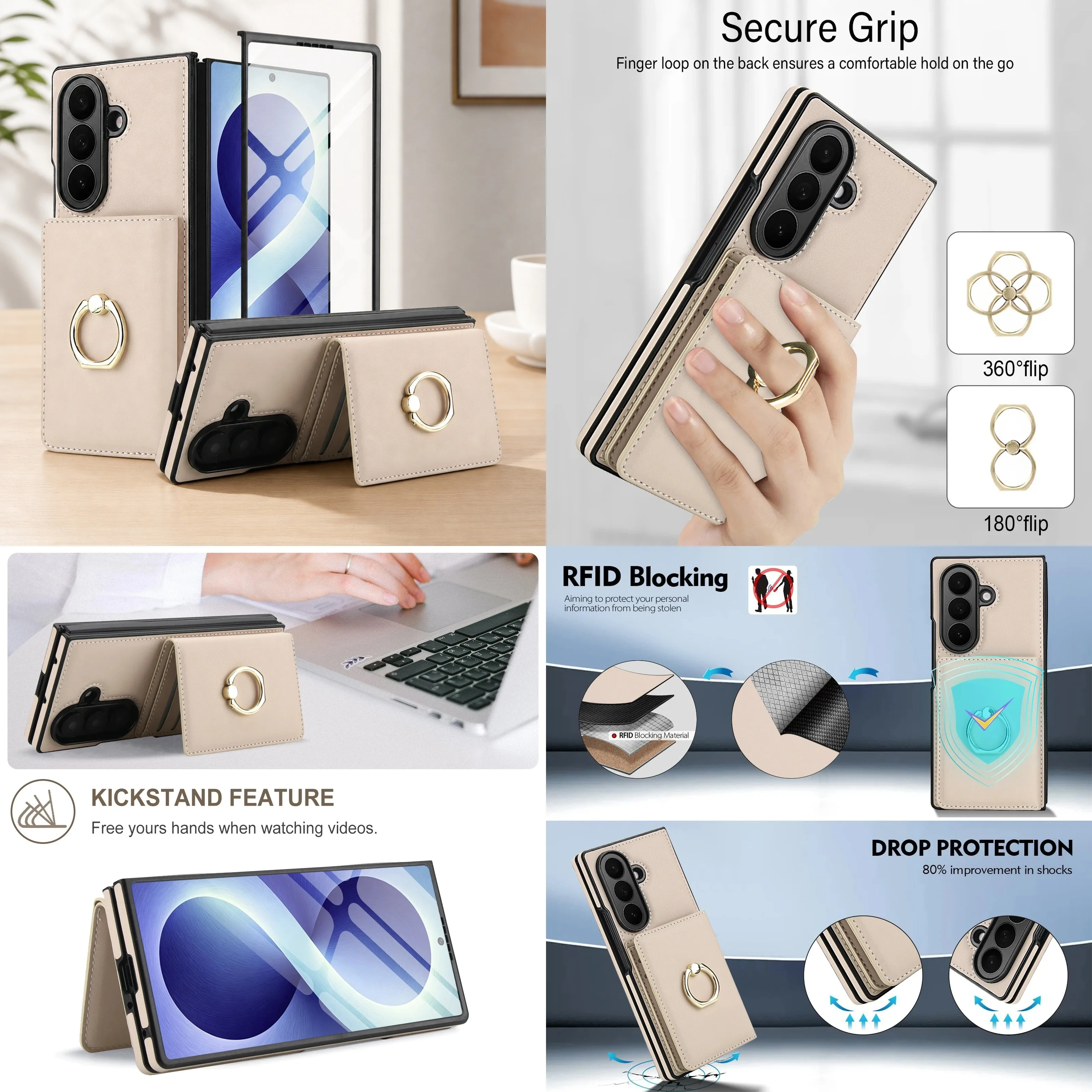 For Samsung Galaxy Z Fold 8 Ultra Fold 7 6 5 4 3 Case Flip Wallet Cover Card Holder Magnetic Closure Kickstand Shockproof Cover