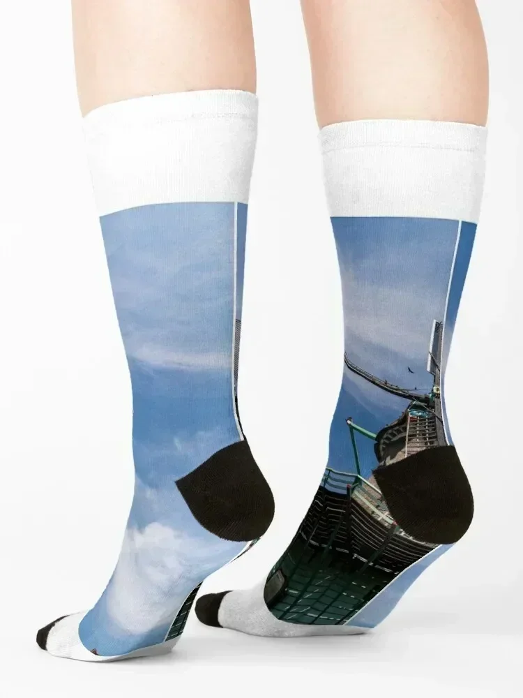 Zaanse schans windmills Socks hiking valentine gift ideas Crossfit basketball Mens Socks Women's