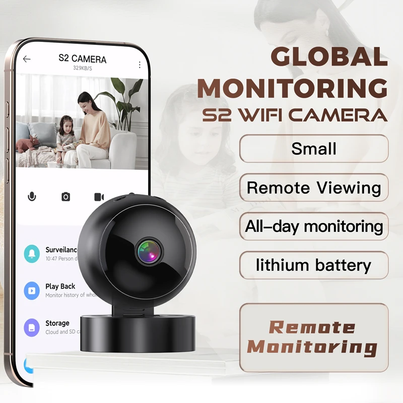 Nova mini câmera 4k sem fio wifi monitoramento proteção de segurança remoto de alta definição visão noturna vigilância infravermelha 2026