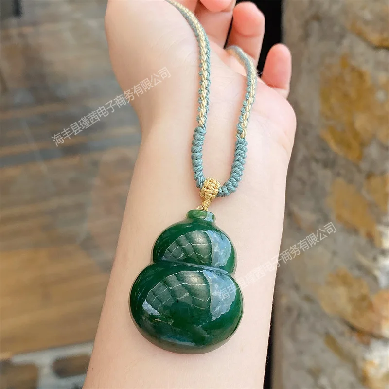 Natural Hetian Jade Gourd Pendant Necklace Accessory Jewelry Clavicle Chain view 3