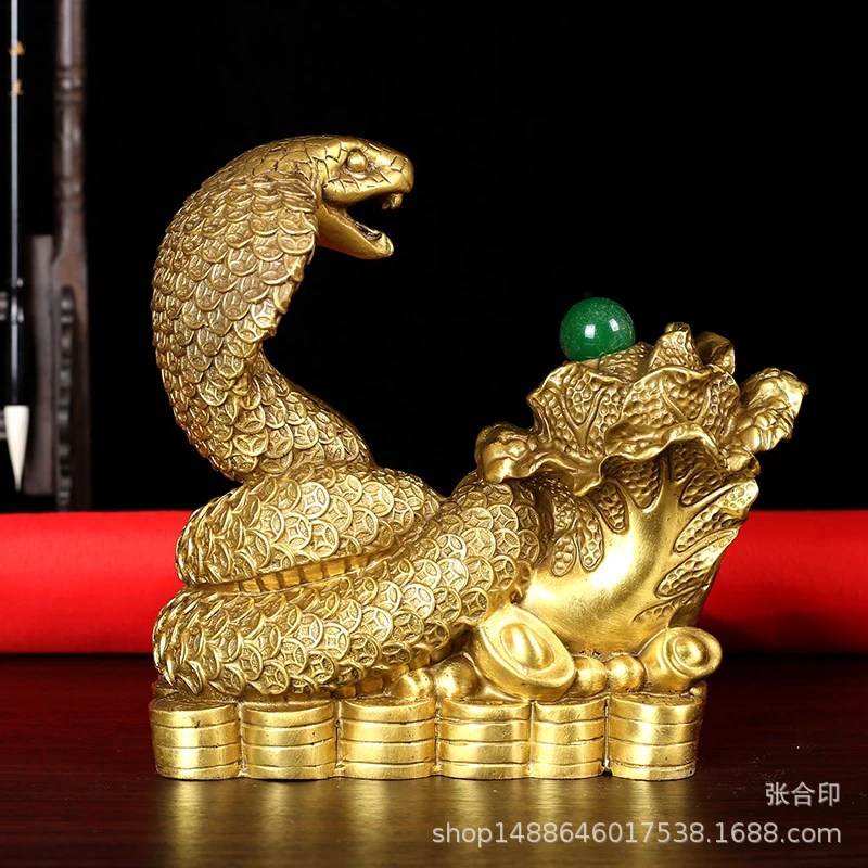 Copper Snake Ornament, Zodiac Money Snake, Copper Cabbage, Home Entryway Craft, Golden Snake Bringing Wealth