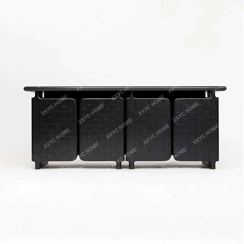 

DVNew arrive Vintage Wabi-Sabi Style Solid Wood Sideboard Creative Entryway Cabinet Simple Living Room High-End Black Storage Ca