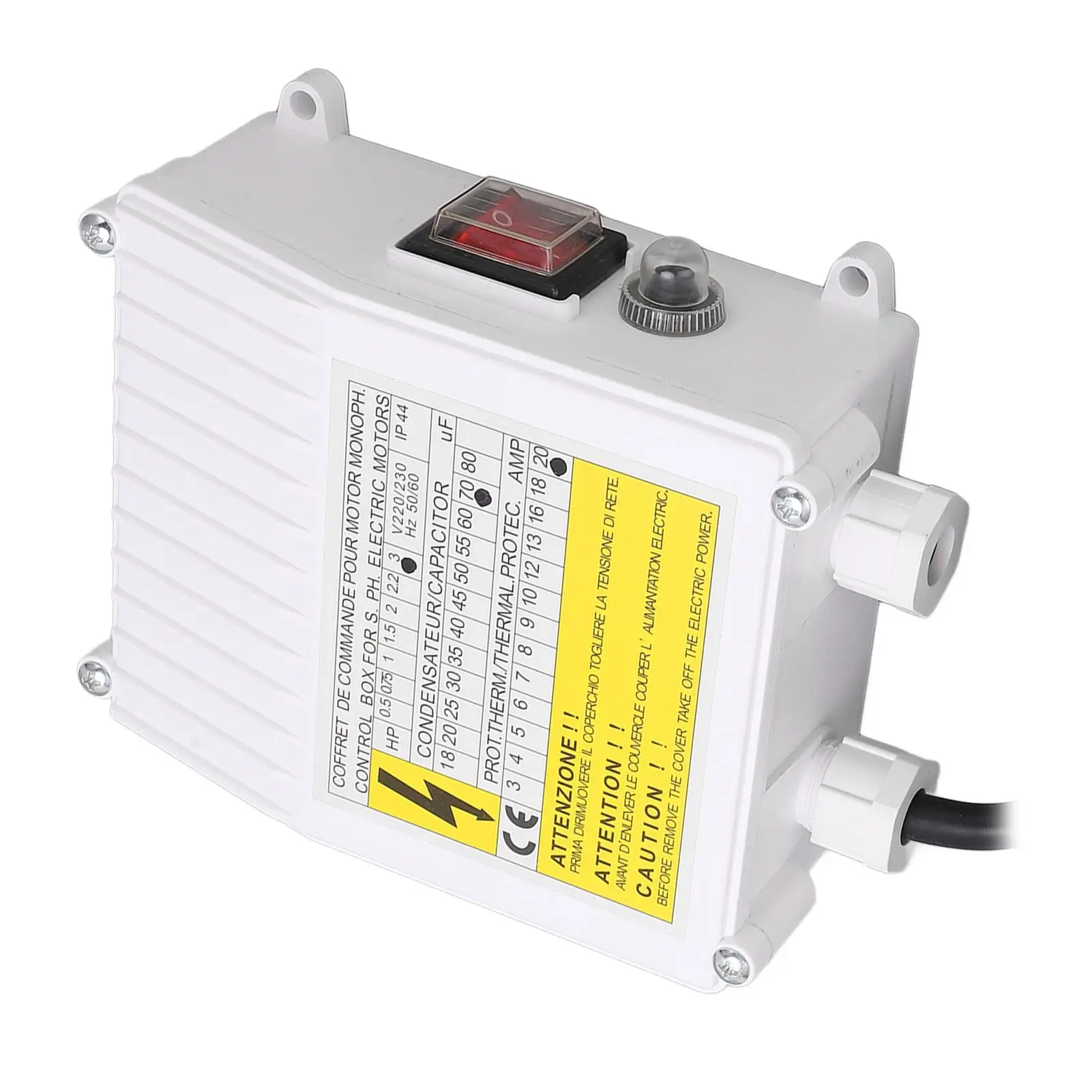 3. Caja de control de bomba de pozo profundo: controlador de interruptor sumergible de 2,2 kW con condensador de 70 uF, uso doméstico de 20 A