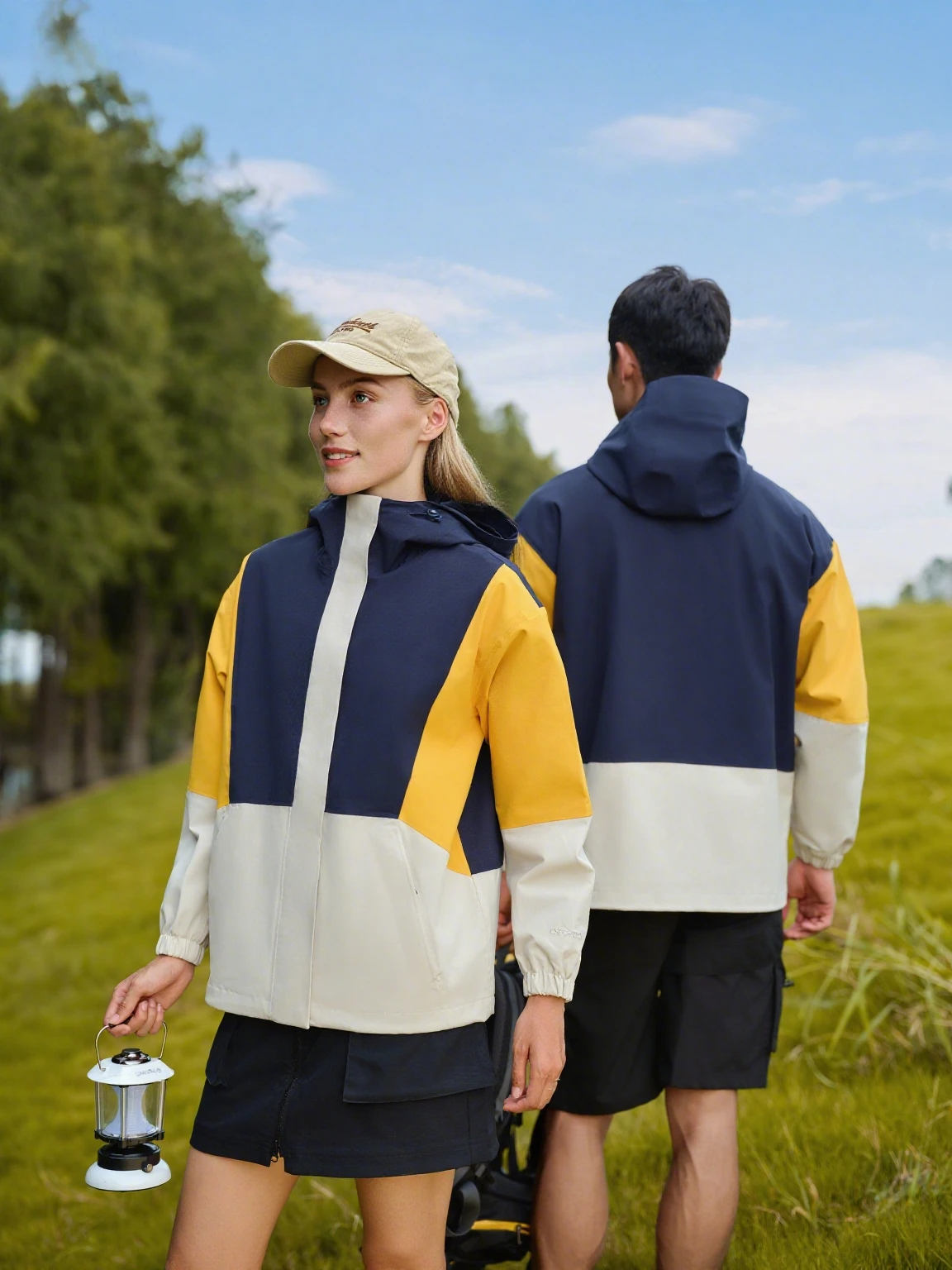 

Men's and Women's Outdoor Jackets Spring and Autumn Splicing Color Jackets Zipper Hoodies Trendy Brand Sports Couples